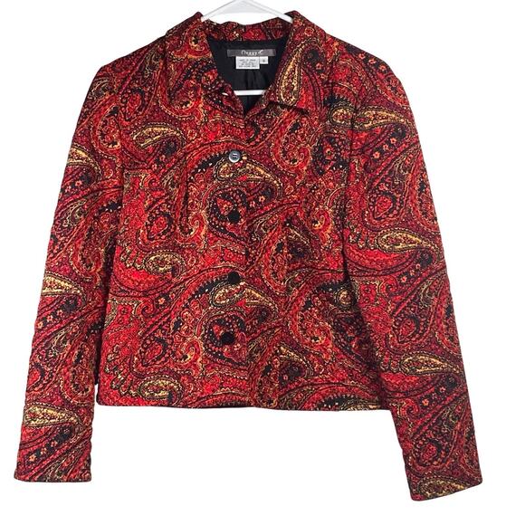 Maggy L Jackets & Blazers - Vintage Maggy L Jacket Women's Size 6 100% Silk Paisley Red Cropped